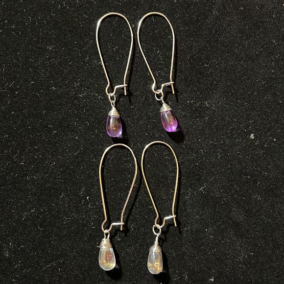 ❤️‍🔥BOGO FREE Handmade Boutique Silver Purple Charm Dangle Drop Earrings - Picture 5 of 5